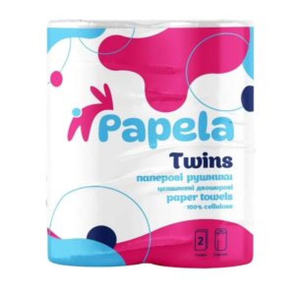 256386 Рушник паперовий PAPELA 2-х шаровий Twins 2рул/уп 22*10м 165відривів EG-300954