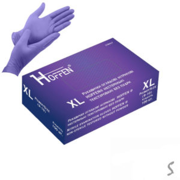248914 Рукавички нітрилові XL Hoffen 3.5г нестерильні текстуровані б/п 50пар/уп, HFN-17302XL
