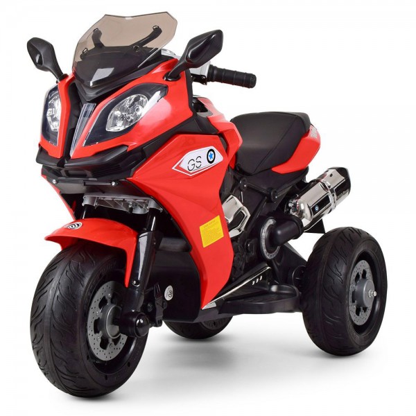 126263 Мотоцикл M 3913EL-3 2 мотори 35W, 2 акум.6V5AH, MP3, TF,  USB, колеса EVA, шкіра, муз., червоний.