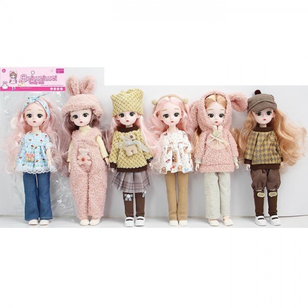 245188 Лялька F0322 (48шт) 29см, шарнірна, 6 видів, у пакеті, 14,5-35-4см