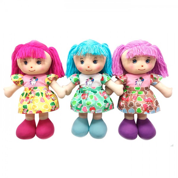 245179 Лялька FJ17025 (42шт) 41см, м'яконабивна, петелька, 3 кольори, у пакеті, 27-47-8см