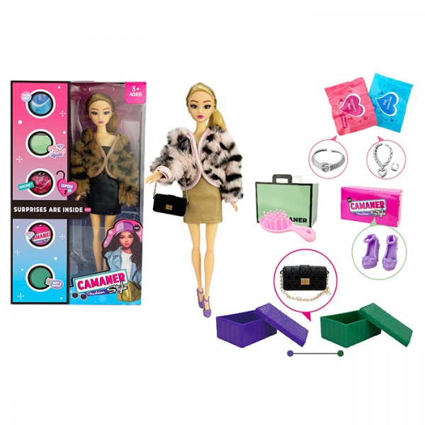 245181 Лялька KQ200B (30шт) 29см, аксесуари-сюрприз (прикраси, взуття, сумка), в кор-ці, 18,5-32-6см