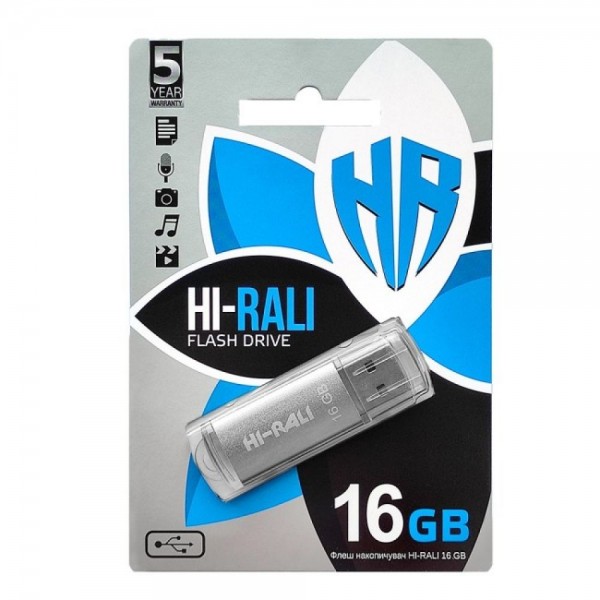 153605 USB флеш-накопичувач Hi-Rali Rocket 16gb (Сталевий)