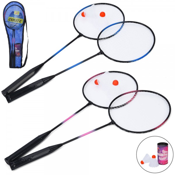 247817 Бадмінтон MS 4933 ракетки 2шт (62см, метал), дерев'яна ручка, волан 2шт (7см,тубус),2кольори.,чохол