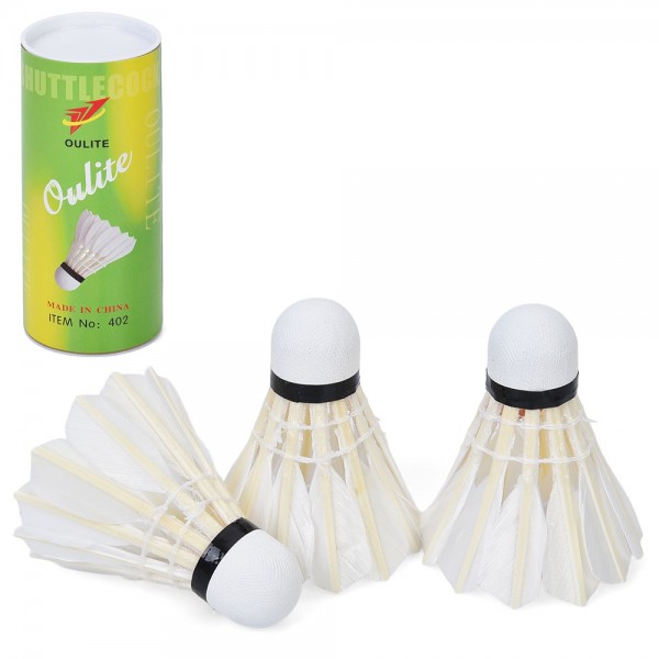 247786 Воланчик MS 4932-3набір 3шт, перо, білий, в тубусі, 15-6,5-6,5см