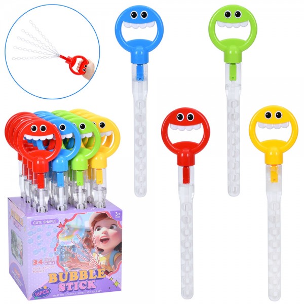 218526 Мильні бульбашки 103A меч, кришка-смайл, 16 шт. (4 кольори) в диспл., 25-44-19 см.