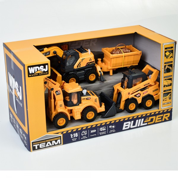 252548 Будтехніка WD132 інерція, набір 3шт,1:16, зв,світ,рухливі деталі,бат.кор.47-26,5-22,5см