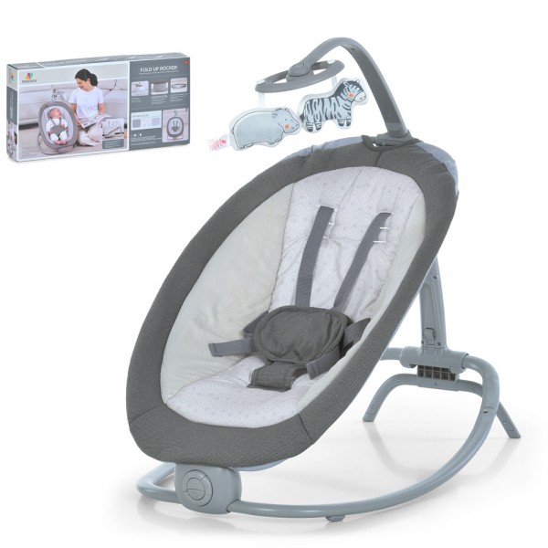 241368 Заколисуючий центр-шезлонг 6601 вібро, 3 полож. висоти люльки, підвіски, муз., бат., сірий.