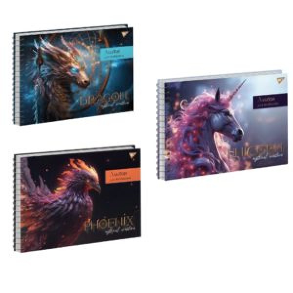 249540 Альбом для малювання Yes А4 40арк./100 спіраль Mystical animals виб.гібрід.лак
