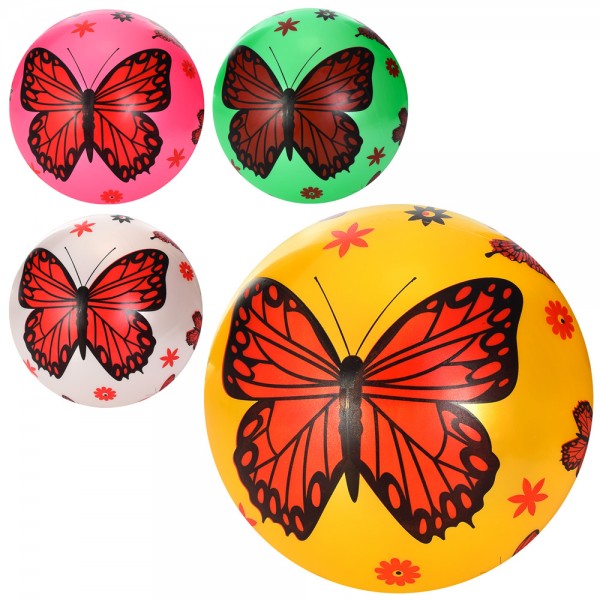 141418 М'яч дитячий MS 3502 9 дюймів, малюнок (метелики), 60-65 г., 4 кольори