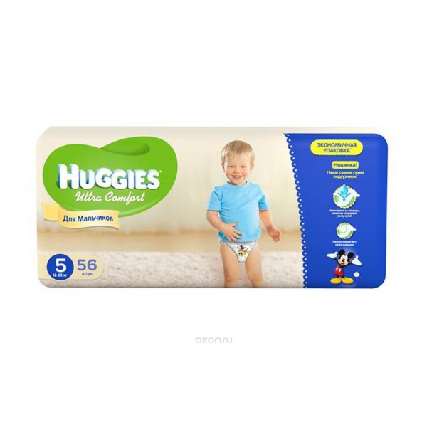 177751 Підгузники Huggies Ultra Comfort 5, 12-22 кг, Boy, 56 шт