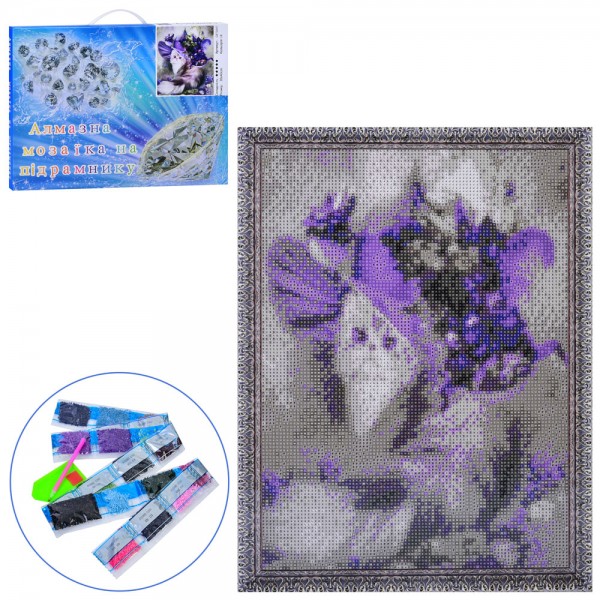 217336 Набір для творчості MK 5370 алмазна мозаїка/вишивка, Кішка в капелюшку, 30-40см., кор., 41-31-2,5см.