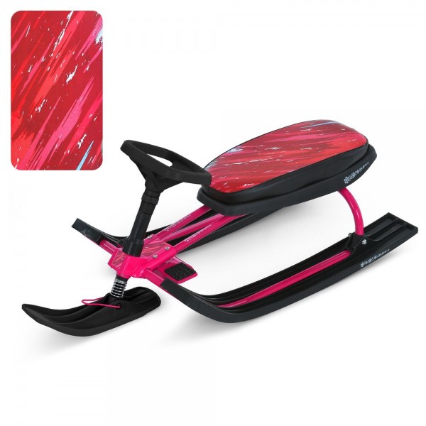 244303 Снігокат MS 1778-5 низька рама, м'яке сидіння, малюнок, метал+пластик, рожевий, кор.