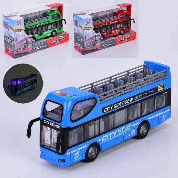 260995 Автобус RJ5505  інерція,двоповерх,звук,світ,відчиняються двері,гум.колеса,3 кольори.бат.(табл)кор.