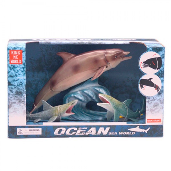 152980 Тварини 5502-1 дельфін, акула 2 шт., рухомі дет., кор., 29,5-17-12 см.