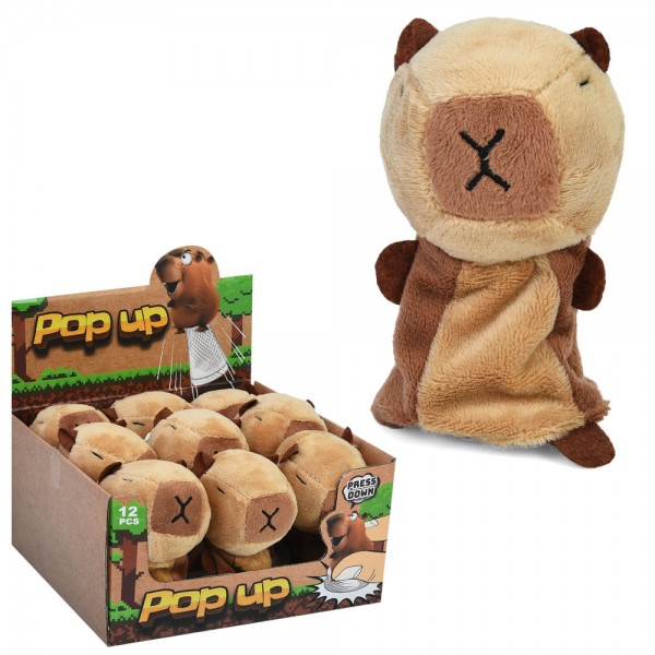 245202 Фігурка CL-946A (108шт) капібара, 10см, стрибун, плюш, 9шт в дисплеї, 18-19,5-15см