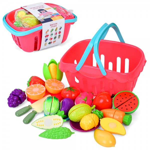 245717 Продукти 8311 на липучці, овочі, фрукти, корзина, дошка, ніж, 20предм, в карт.обгортці, 27-13-18см