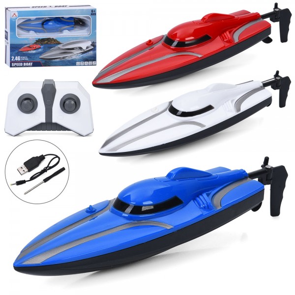 247792 Катер JH-K15р/к2,4G, акум, 19,5см, USBзарядне, 3 кольори, в кор-ці, 24,5-16-6см