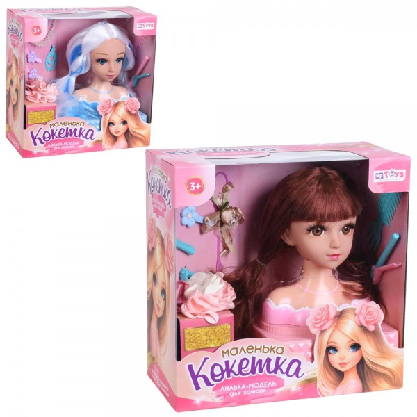 249268 Лялька голова для зачісок LK1715A-B підст.з шухлядкою,прикраси(заколки, сережки)плойка,гребінець,кор