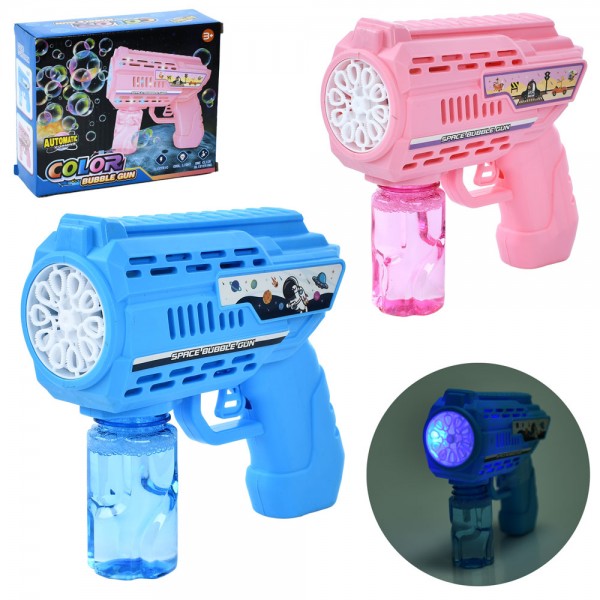 218832 Мильні бульбашки 858 пістолет/бластер, запаска, 2 кольори, світло, бат., кор., 17,5-14,5-6 см.