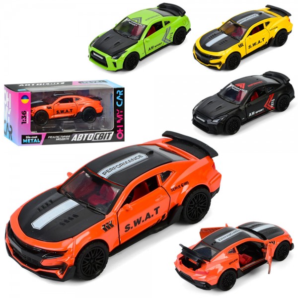 252516 Машина AS-3139 АвтоСвіт, 1:36,метал,інерц, 12см, відчиняються двері/багажник, гумові колеса, 2 види