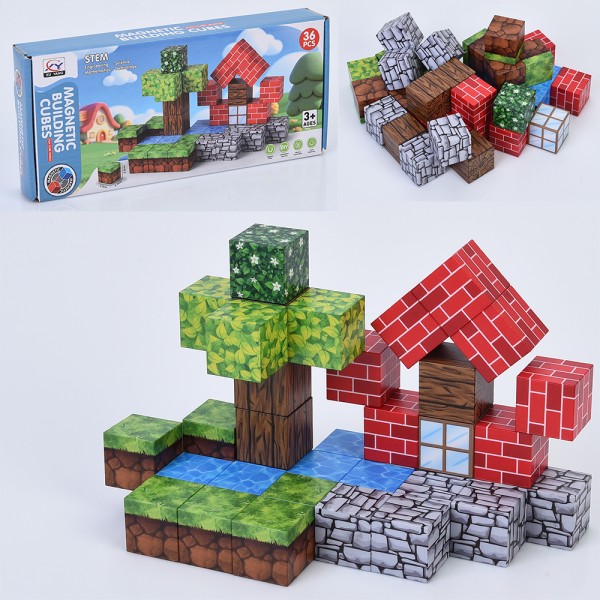 246283 Конструктор 2509 магнітний, куб, 36дет., кор., 24,5-11-3,5 см.