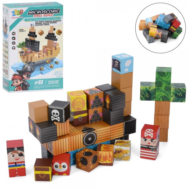 246514 Конструктор RDF-1004 магнітний, піратський корабель, 54дет, в кор., 15-25-7см