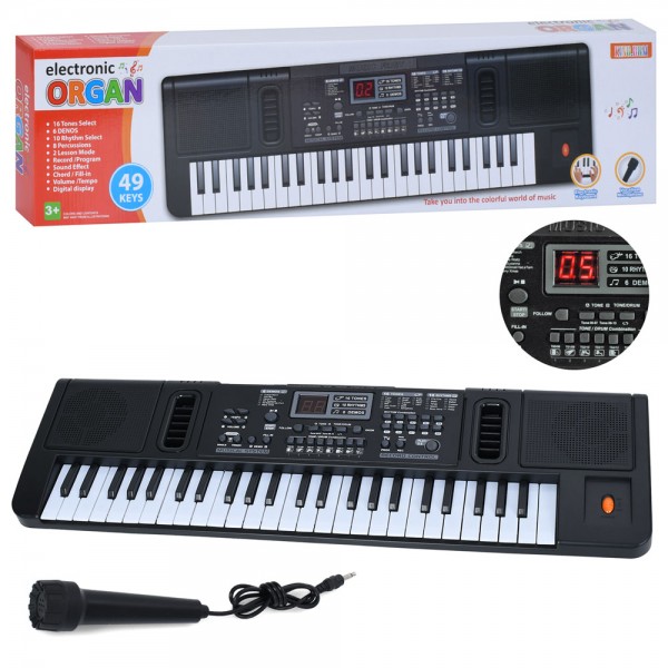 248609 Синтезатор R753 (8шт) 49 клавіш,60-17-6см, мікрофон, ел.табло, 16тонів, 10ритмів, 6 демо, запис, регулятор гучності, на бат-ці, в кор-ці, 72-18,5-6,5см
