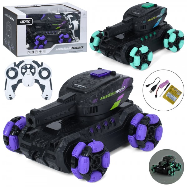 248972 Танк 4D-Y13 радіокер.,акум,стріляє водяними кулями,колеса-ролики,360,4х4,USB,2кольори,муз,світло,кор