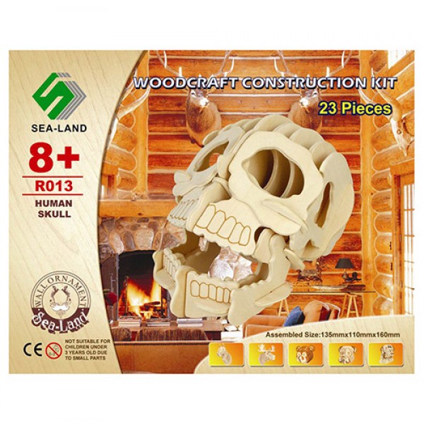 82666 Конструктор R013 дерев'яні пазли 3D, череп, 23 дет., кул., 23-18,5-1,5 см.
