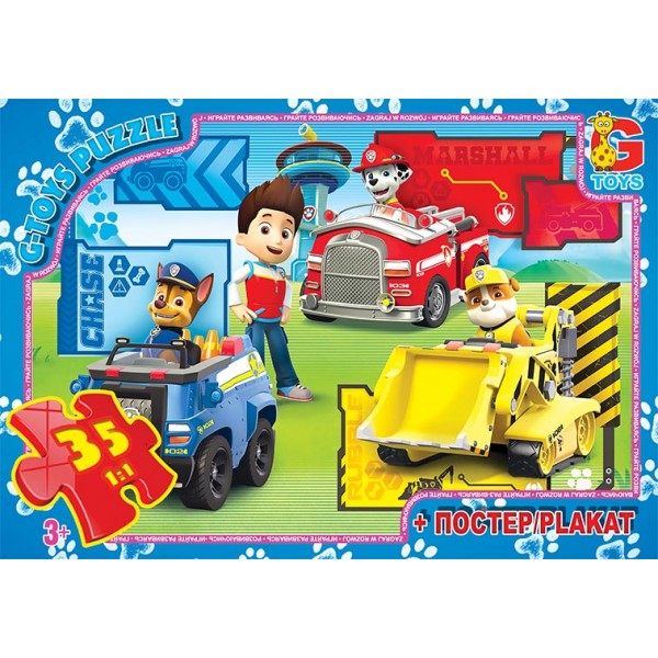 97436 PW0840 Пазли ТМ "G-Toys" із серії "Paw Patrol" (Цуценячий патруль), 35 елементів