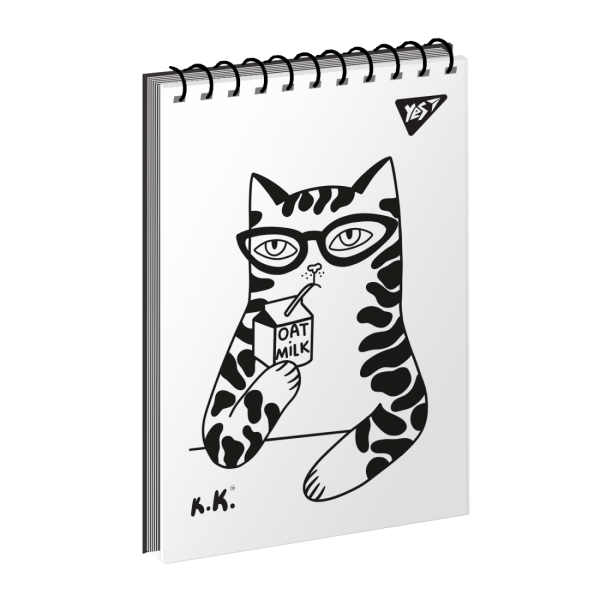 150319 Зошит для записів YES А7/80 од.спіраль "Tattoo cats"