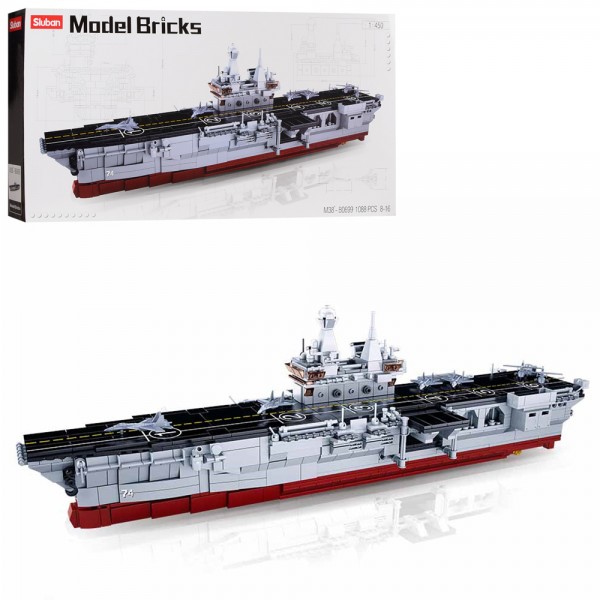 88309 Конструктор SLUBAN M38-B0699 "Model Bricks": Військовий корабель (крейсер), 1:450, 1088дет.