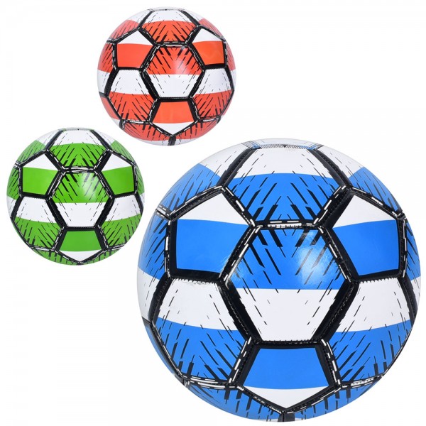 157404 М'яч футбольний EN 3340 розмір 5, ПВХ, 1,8мм, неон, 340-360г, 3 кольори, кул.