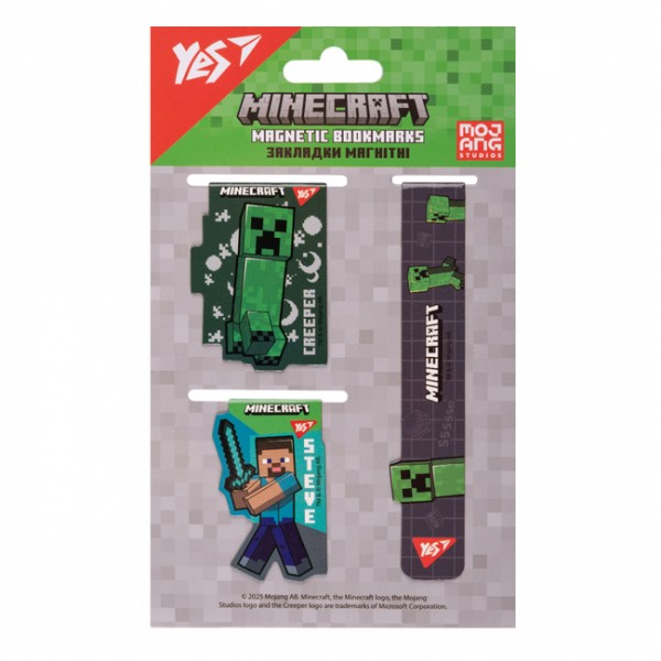 228039 Закладки магнітні Yes "Minecraft.Boom", 3 шт