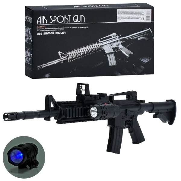 244277 Автомат 223-A8 пластикові кулі, світло, бат.(табл), кор., 28-15-6 см.