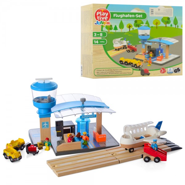 128267 Дерев'яна іграшка Аеропорт MD 1596 будівля, транспорт, фігурки, кор., 30,5-25-11,5 см.