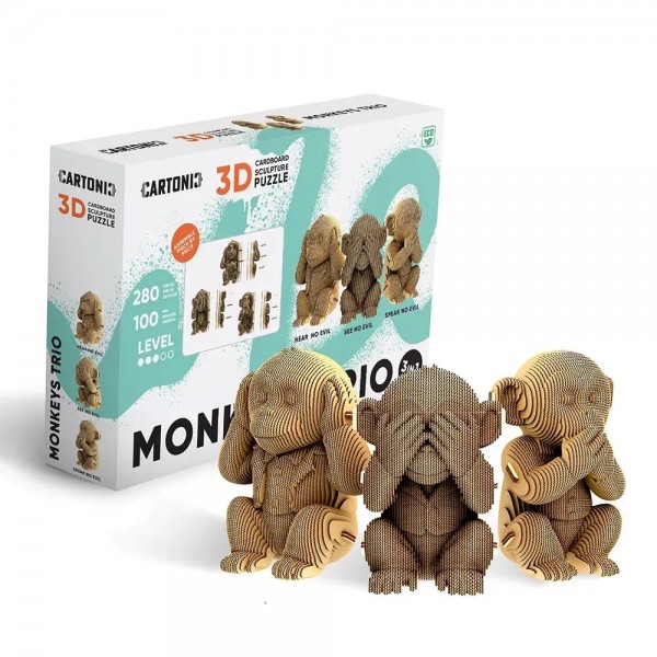 241772 Картонний конструктор "Cartonic 3D Puzzle MONKEYS TRIO"