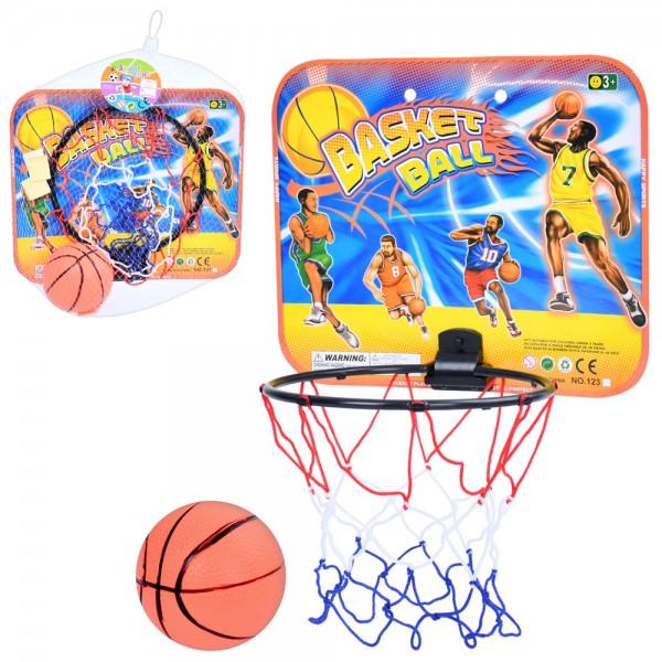 223870 Баскетбольне кільце MR 1133 щит (картон), кільце пласт., сітка, м'яч, сітка, 29-32-9 см.