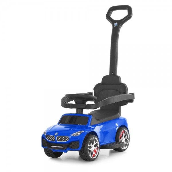 244689 Каталка-толокар M 6253EL-4 бат.ручка, муз, світло, шкіра, підсклянник, MP3, USB, BLUETOOTH, синій