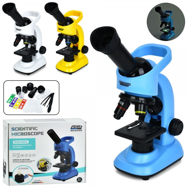 243694 Оптичний прилад W5807A мікроскоп,світло,пінцет,скло,інстр.,3 кольори,бат(табл),в кор., 27,5-24-8,5см