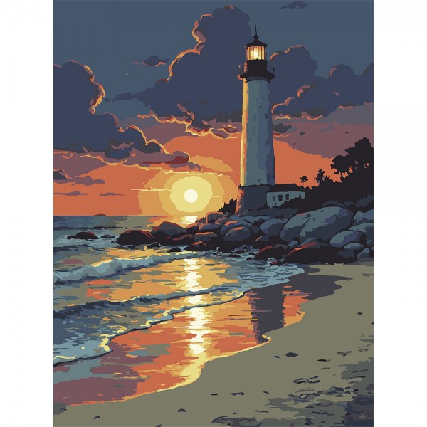 247699 Картина за номерами Strateg Маяк на заході 30Х40 (SS-1299)