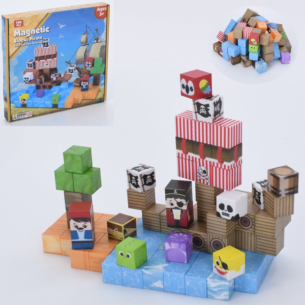 246517 Конструктор ZH005 магнітний, пірати, куб 2см, 100дет, кор, 22-20,5-2,5см