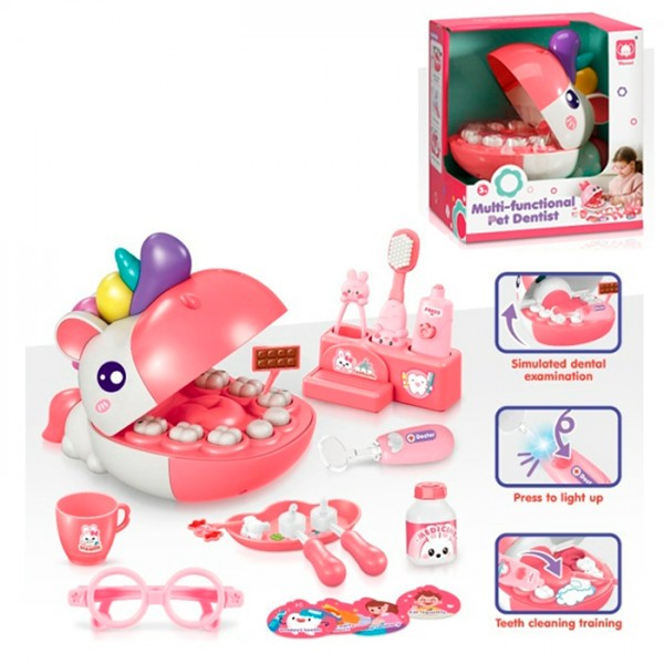 246521 Набір лікаря 853 набір стоматолога, щелепи(єдиноріг), 20-13,5-в17см, окуляри, мед.інстр.бат.,кор.