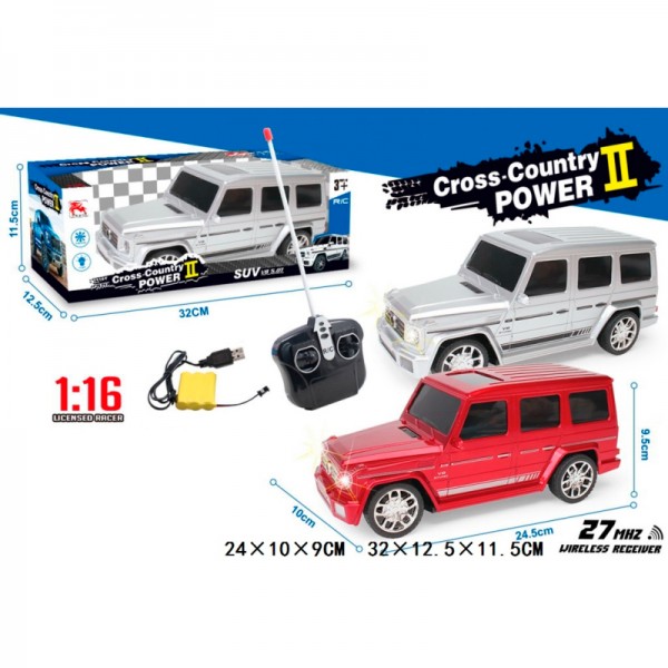 261370 Джип 8578-3A р/к, акум, 1:16, 24,5см, світло, гумові колеса, USBзарядне, 2 кольори, в коробці