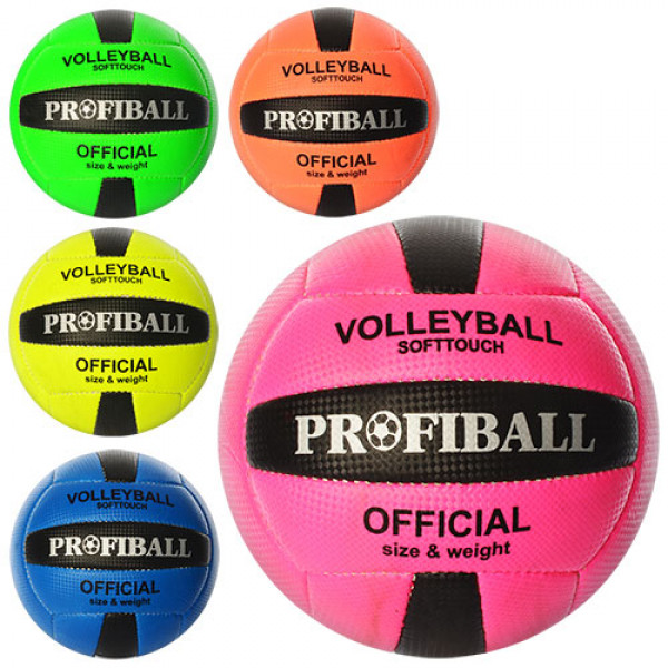20171 М'яч волейбольний 1107ABCDE офіц. розмір, ПУ, 2 шари, ручна робота,18 панелей, 260-280 г.,5 кольорів