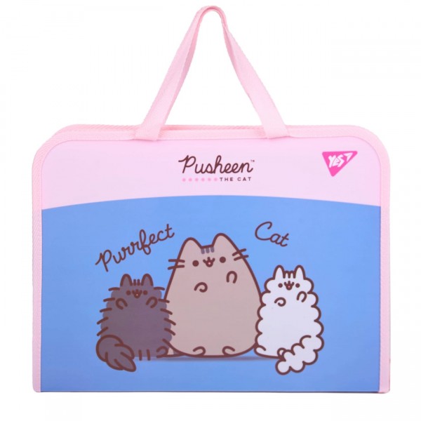 224574 Папка-портфель Yes FC на блискавці з тканинними ручками "Pusheen"