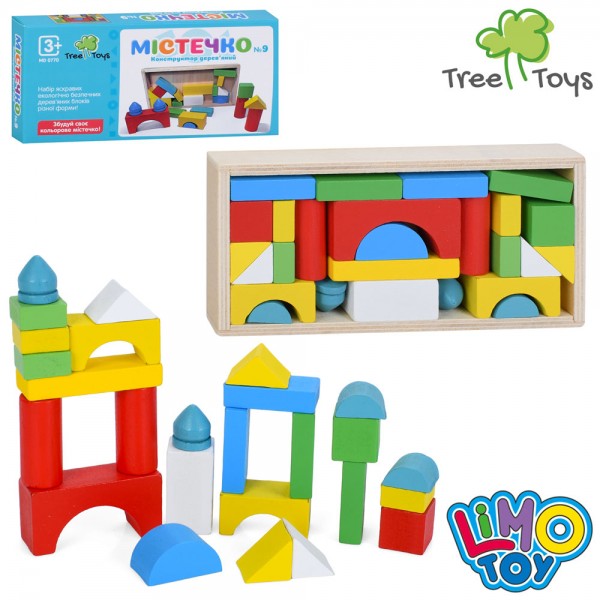 245084 Дерев'яна іграшка Будівельні блоки MD 0770 Містечко, фігури,конструктор дерев'яний,в кор.,18-9-2,5см