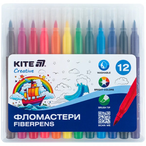 224737 Фломастери-пензлики, набір 12шт, Kite Creative
