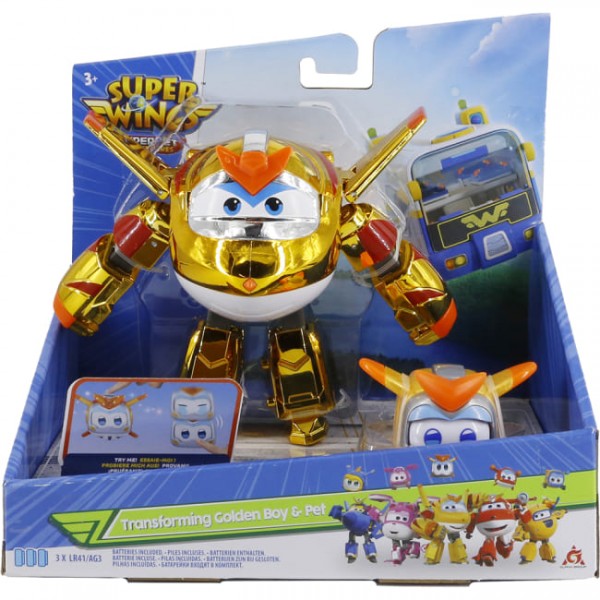 173540 Ігровий набір Super Wings Transforming Золотий Хлопчик і улюбленець (Golden Boy & Pet)